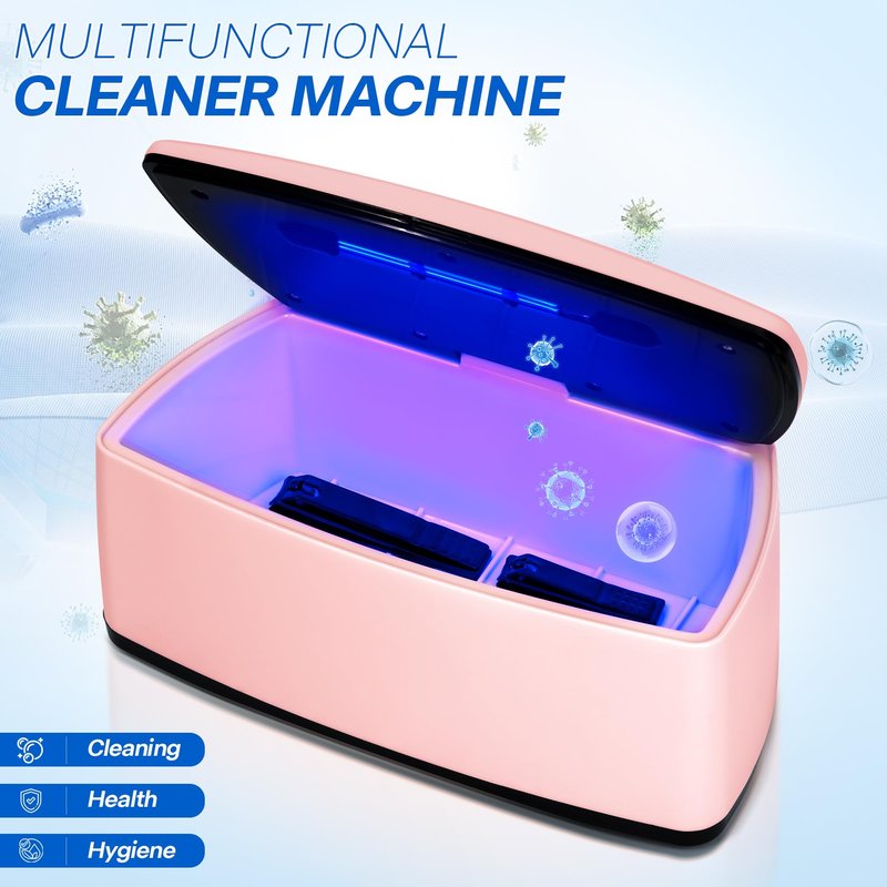 Nail Tools Sterilizer, Double Tube Blue Light Cleaning Function, USB Plug-In, 1l Large Capacity For Nail And Beauty Salon Tools, Jewellery, Glasses, Mobile Phone Sterilizer (Pink)