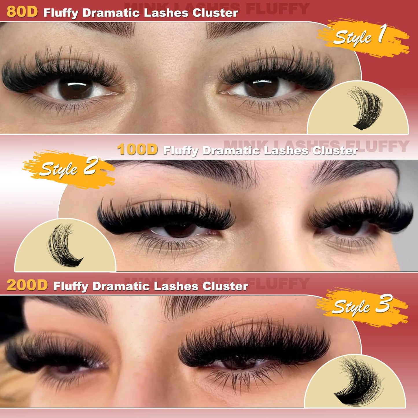 FUBBZRUI Lash Clusters D Curl 12-22mm Dramatic Long Individual Lashes Mega Volume Thick Eyelash Clusters DIY 80D 100D 200D