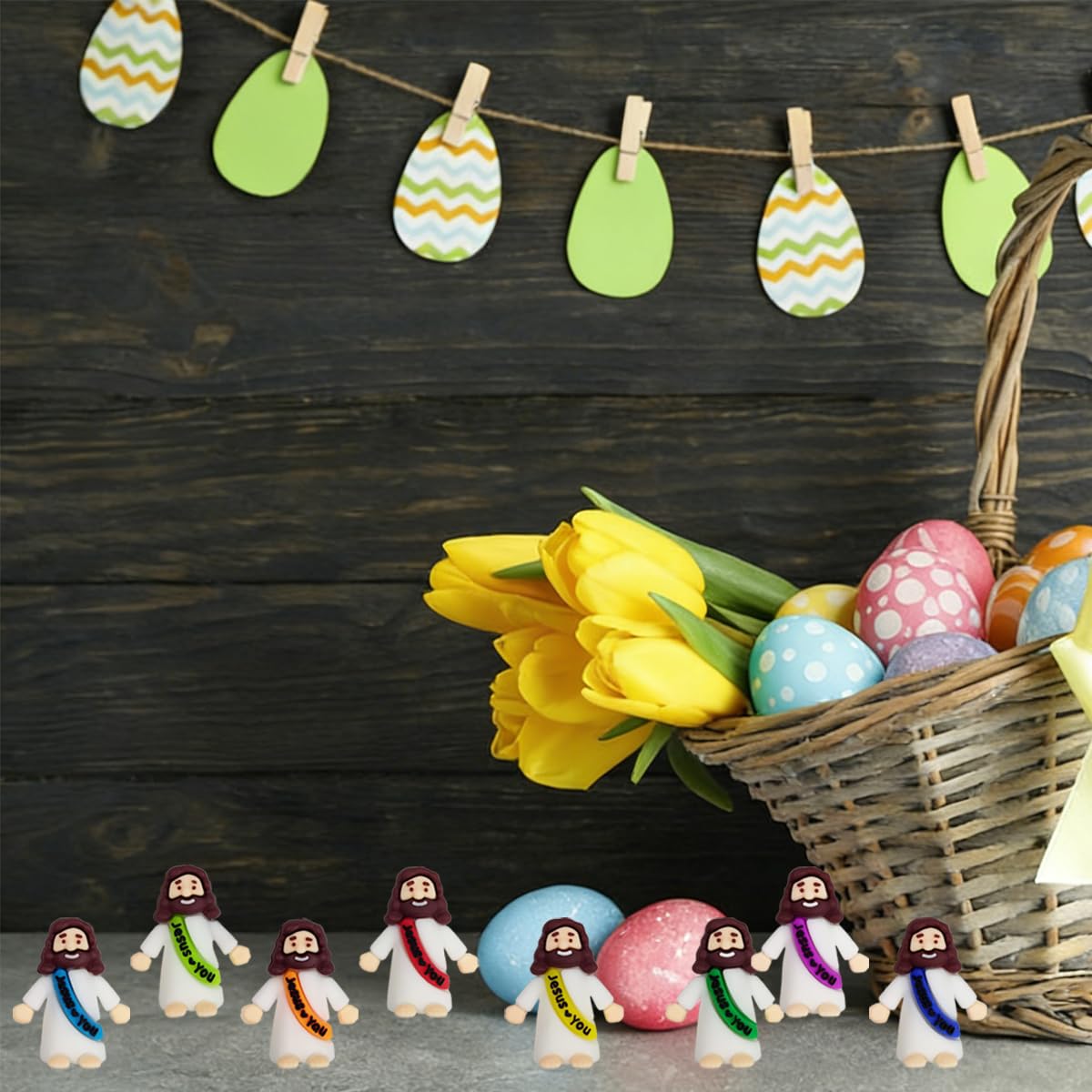 OCBTOW 100 PCS Mini Jesus Figures Toys in Bulk to Hide and Seek Religious for Kids Girls Boys Sunday School Easter Basket Stuffers Fillers Eggs Gifts Party Favors