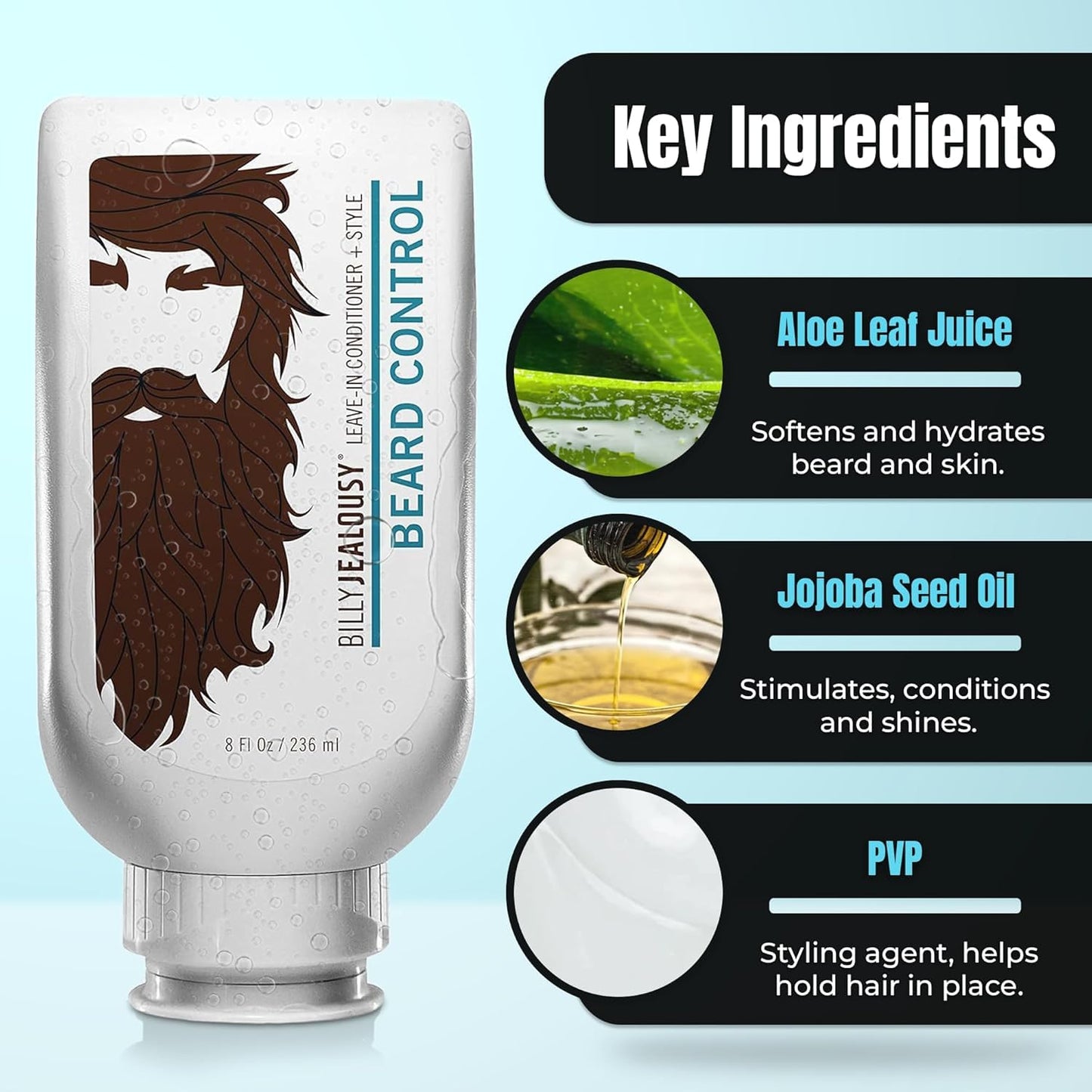 Billy Jealousy Beard Wash and Beard Quencher – Shampoo and Moisturizer for Facial Hair, Hydrates, Softens, Tames Frizz, Adds Shine, Complete Daily Grooming and Conditioning Care Kit for Men
