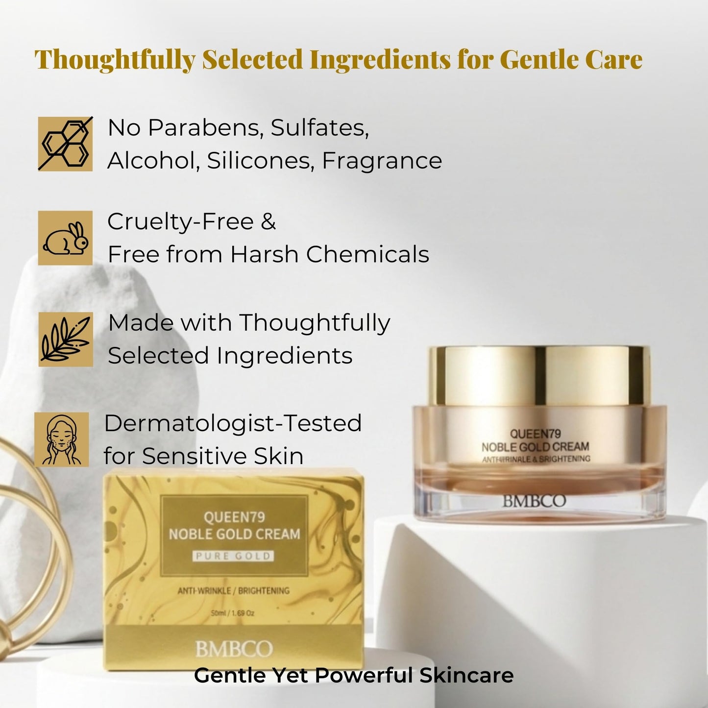 BMBCO Collagen Ceramide Cream with 24K Gold | Anti Aging Firming Moisturizer for Face & Neck | Hyaluronic Acid & Peptides | Day & Night Cream | Korean Skincare 1.69 fl oz