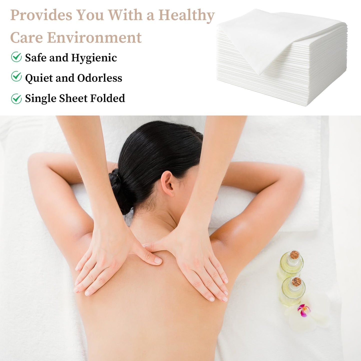 simarro 100Pcs Disposable Bed Sheets, 31.5x71 Inch Beauty Massage Table Sheets White Soft Breathable Non-Woven Fabric Bed Covers for Massage Table, Tattoo, SPA, Beauty Salon, Hotels
