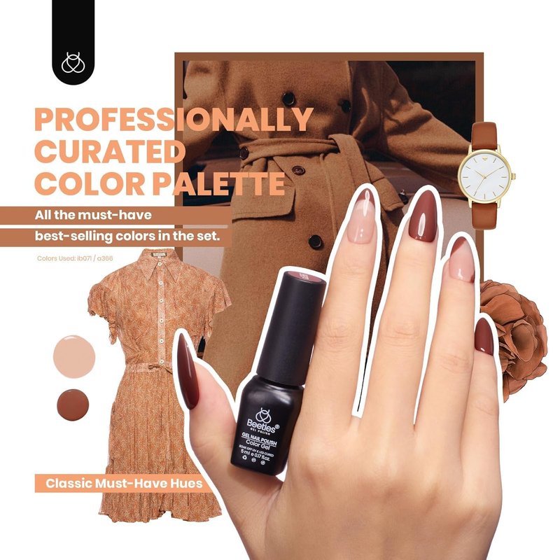 beetles 44pcs Gel Nail Polish Set - 36 Colors Colorful Muse Gel Polish Kit Pink Nude Red Yellow Green Black White Glitter Nail Kit Base Top Coat UV LED Needed Salon DIY Home Gift for Women
