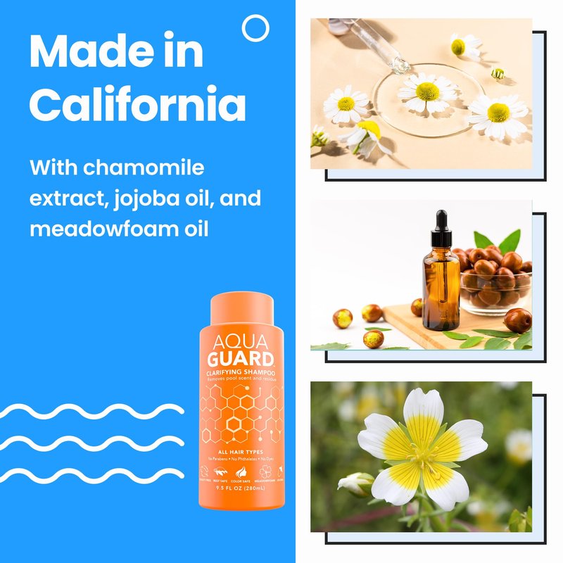 AQUA GUARD Clarifying Shampoo | Remove Chlorine & Pool Hair Smell | Paraben Free, Vegan, Color Safe, Leaping Bunny Certified