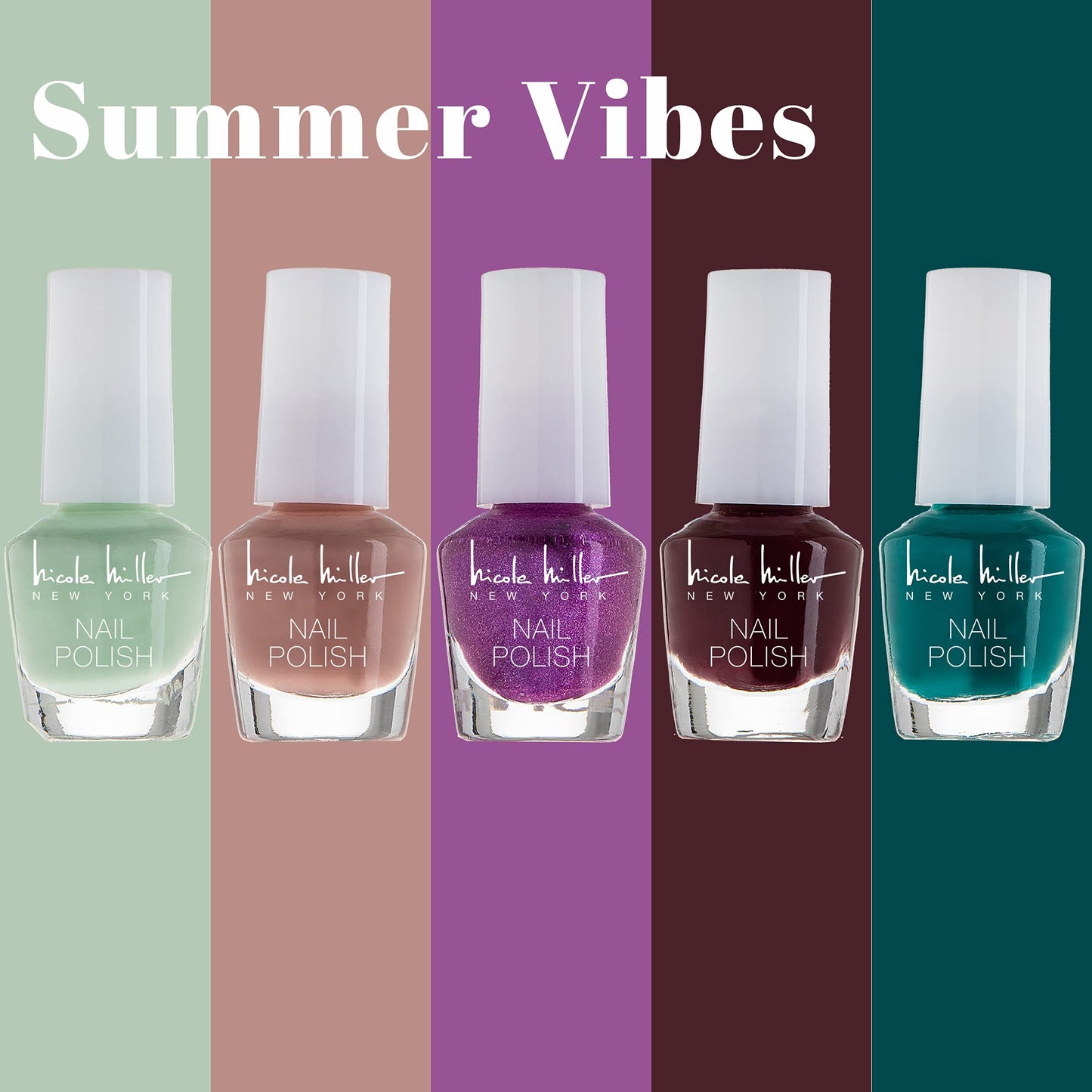 Nicole Miller Mini Nail Polish Set – Glossy, Vibrant Colors for Fingernails & Toenails, 2 Pack Trendy and Floral Collection