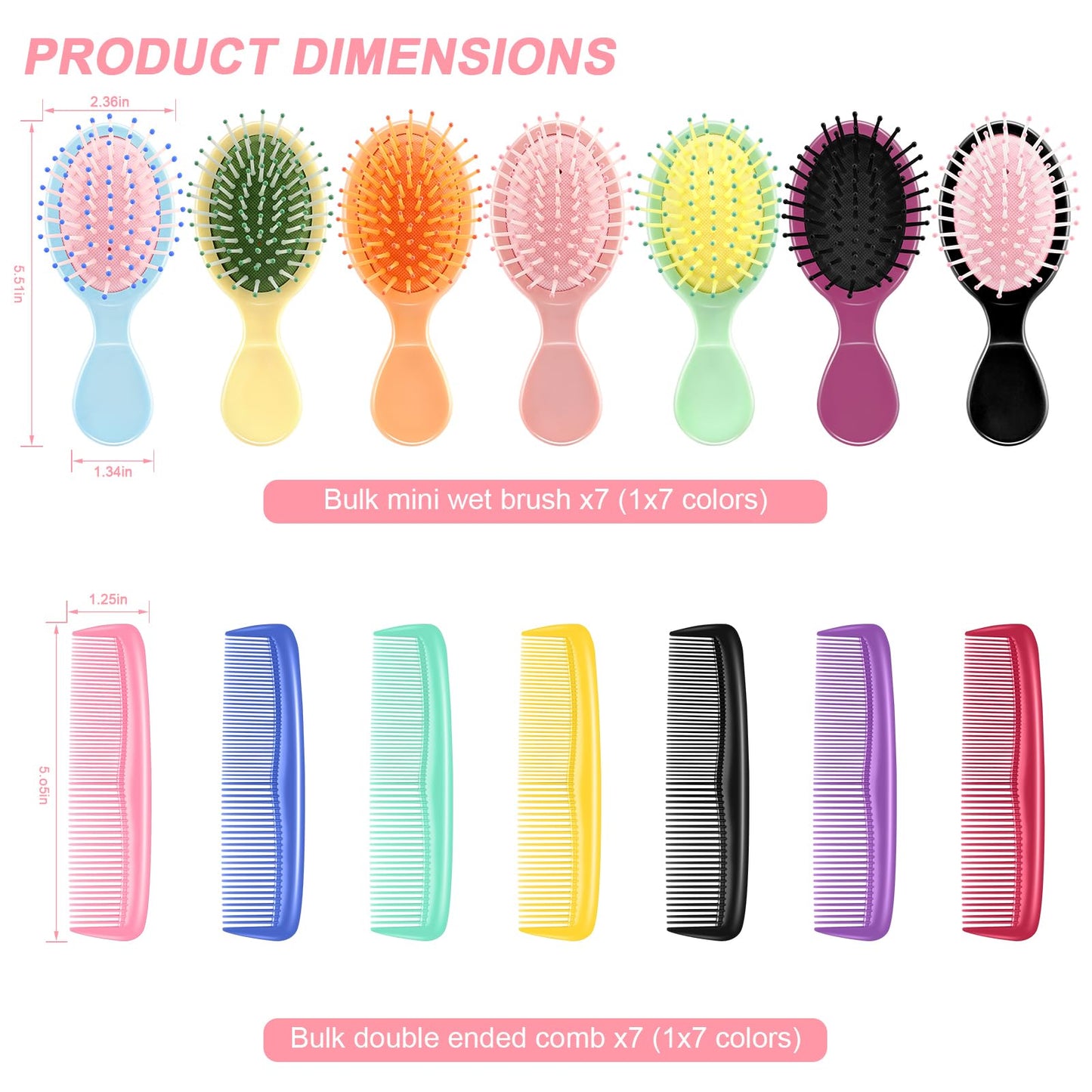 HOFASON 70 Pieces Bulk Mini Wet Hair Brush & Mini Comb Set for Kids Girls Women, Bridesmaid Gift, Spa Party Supplies, Summer Stuff, 35 Travel Small Brushes for Hair 35 Fine Wide Hair Combs for Boy Men