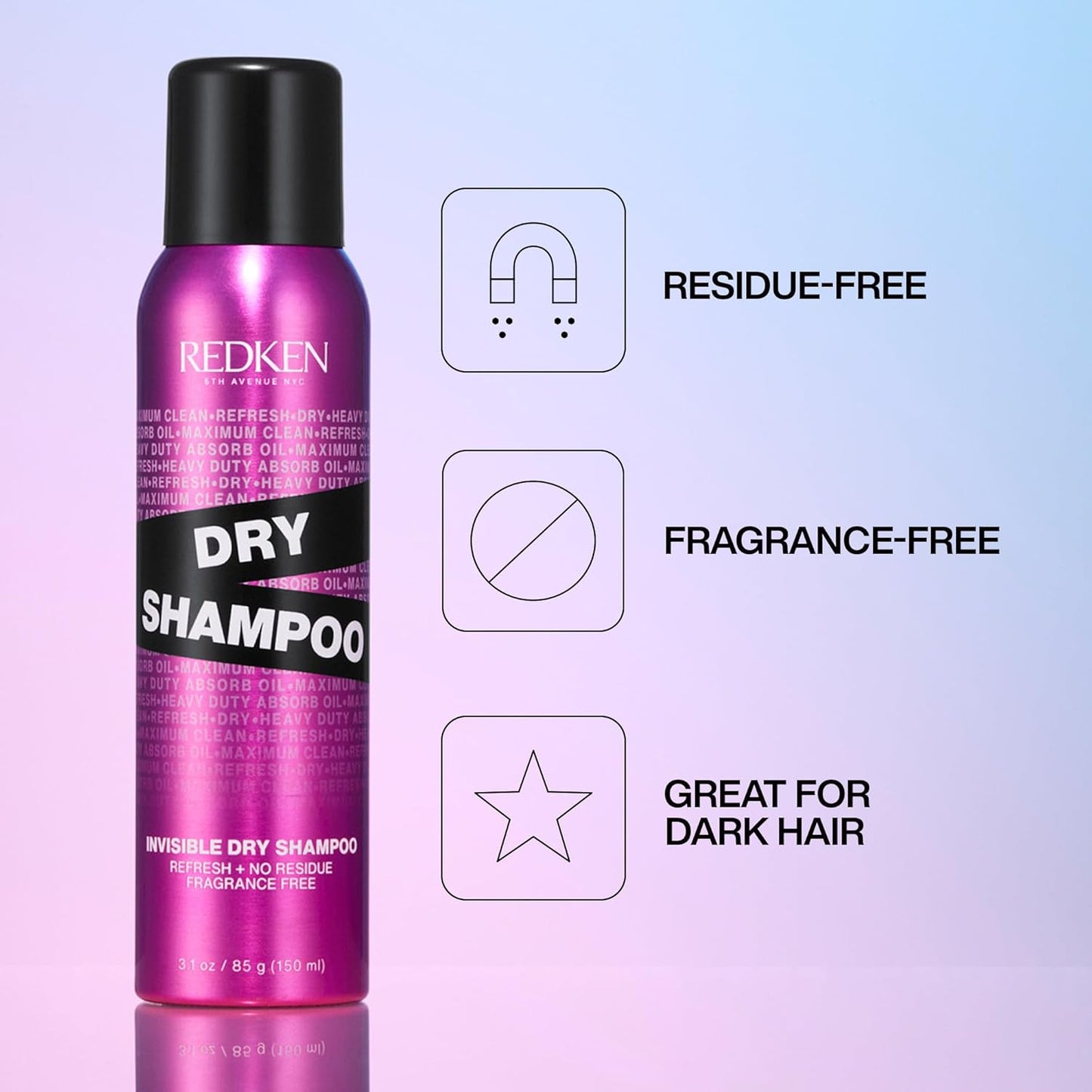 Redken Invisible Dry Shampoo - Lightweight, Residue-Free Formula for All Hair Types | Fragrance-Free