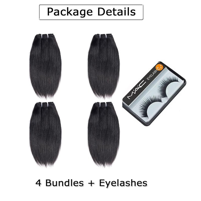 10 Inch Short Human Hair Bundles - Natural Color 100% Unprocessed Brazilian Virgin Hair | 4 Bundles