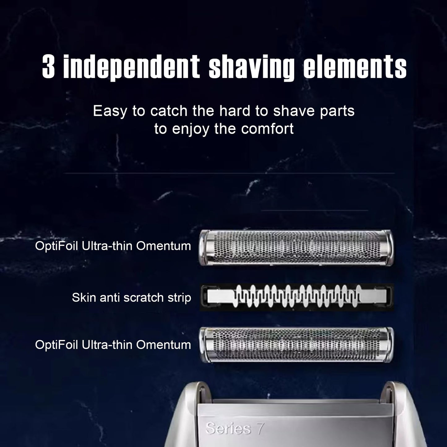 HONGNAL 3Pack 70S Series 7 Replacement Head for Braun Series 7 Foil Shaver Replacement Heads Compatible Braun Series 7 Replacement Compatible with Series 7 Shavers 70s 720,750CC, 760CC,790CC,9565