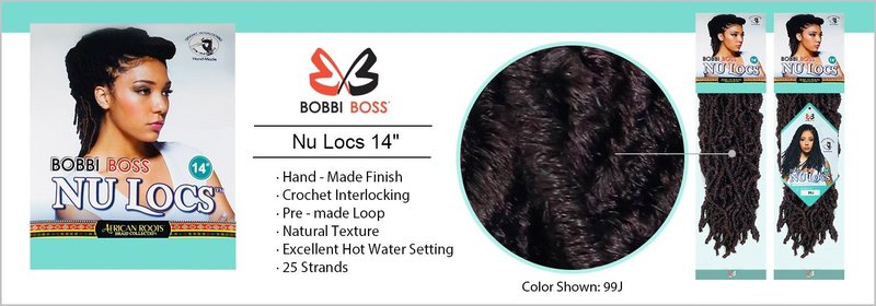 Bobbi Boss Crochet Braids | African Roots Nu Locs 14" Synthetic Hair (4-Pack) - Color 1B