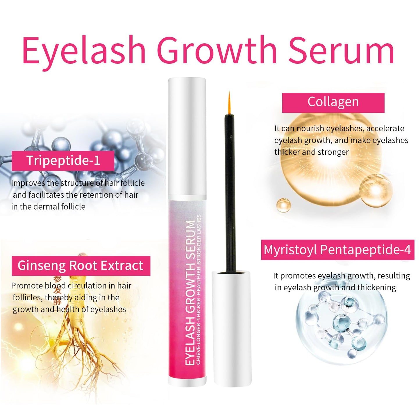 Eyelash Growth Serum Volumizing Lash Serum For Eyelash Growth Longer & Thicker Lash Enhancing With Natural Formula Vegan & Cruelty-Free (8 mL)