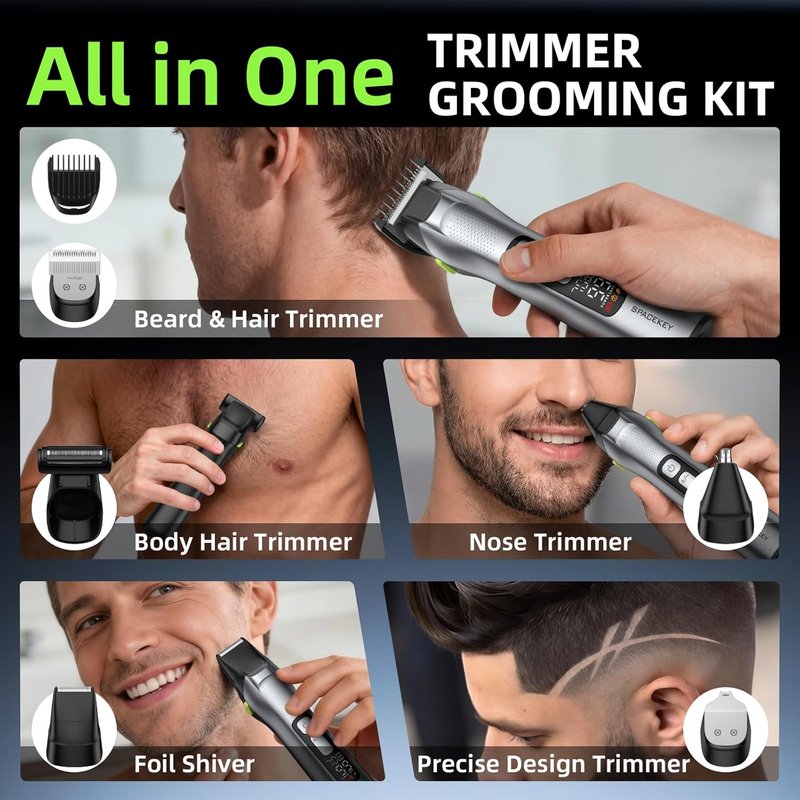 Beard Trimmer for Men - All-in-One Grooming Kit with Stainless Steel Blade | Cordless, IPX7 Waterproof, 150-Min Runtime, 3 Adjustable Speeds