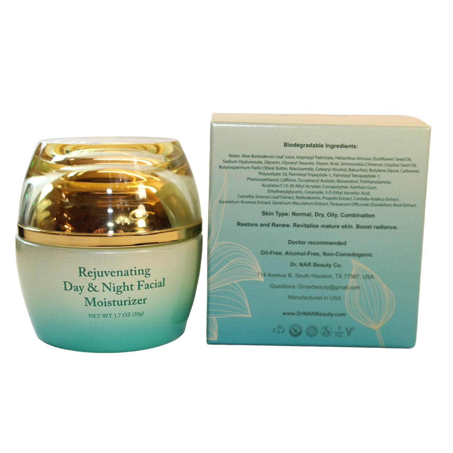 Dr. NAR Vegan Face Moisturizer – Clean Anti-Aging Cream with Bakuchiol, Niacinamide, Vitamin C & Hyaluronic Acid – Hydrating, Brightening & Firming for Sensitive Skin, 1.7 oz