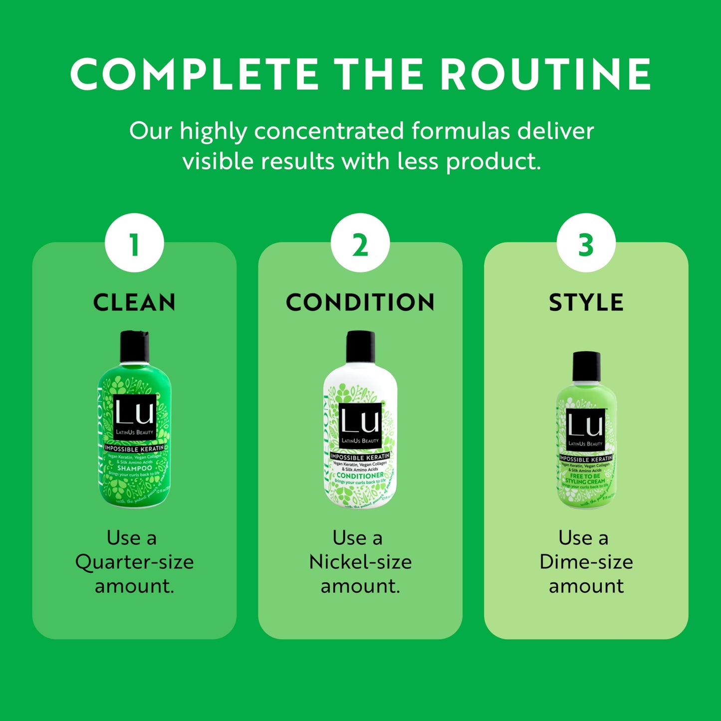 Lu by LatinUs Beauty Freedom Set | Curly Hair Set Shampoo, Conditioner with Impossible Keratin™, Moringa Oil, Cruelty Free, Sulfate Free, Paraben Free, Wavy Hair products | 12 Fl Oz Each | 2-Pack