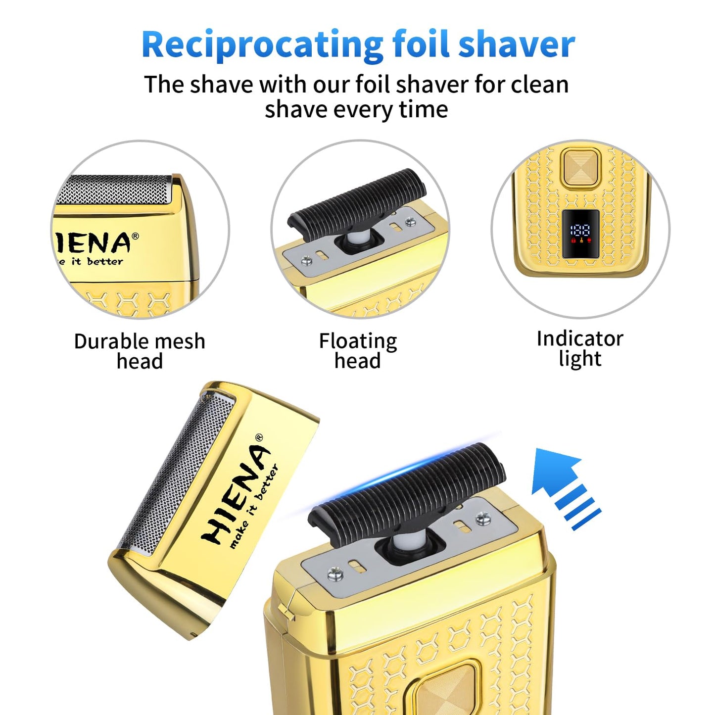 HIENA PRO Professional Hair Clipper Set for Men, Foil Shaver & Men's Facial Grooming Tool, Rechargeable Barber Clippers Set and Trimmer Kit, Cordless Electric Beard, Nose Trimmer