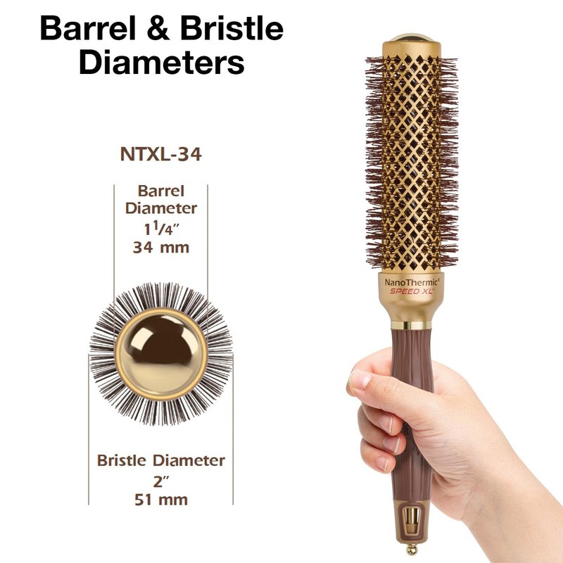 Olivia Garden NanoThermic Round Thermal Hair Brush - Professional Blowout Brush for Normal to Thick Hair | XL Size
