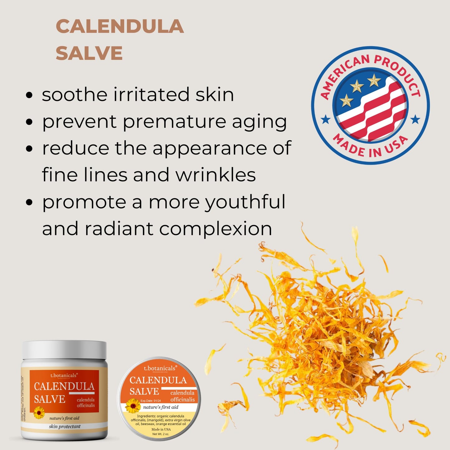 Calendula Salve, Skin Soothing Calendula Cream, Marigold Balm, Herbal Moisturizer for Dry Skin
