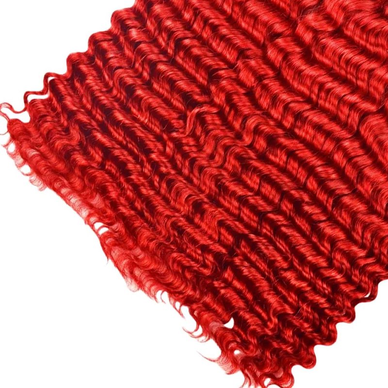 Red Boho Braiding Hair - Deep Wave Burgundy Human Hair Extensions for Women | 28 Inch
