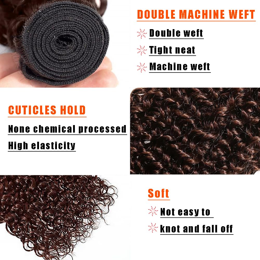 Water Wave Human Hair Bundles - 12A Unprocessed Virgin Hair | 14, 16, 18 Inch #4 Chocolate Brown Extensions