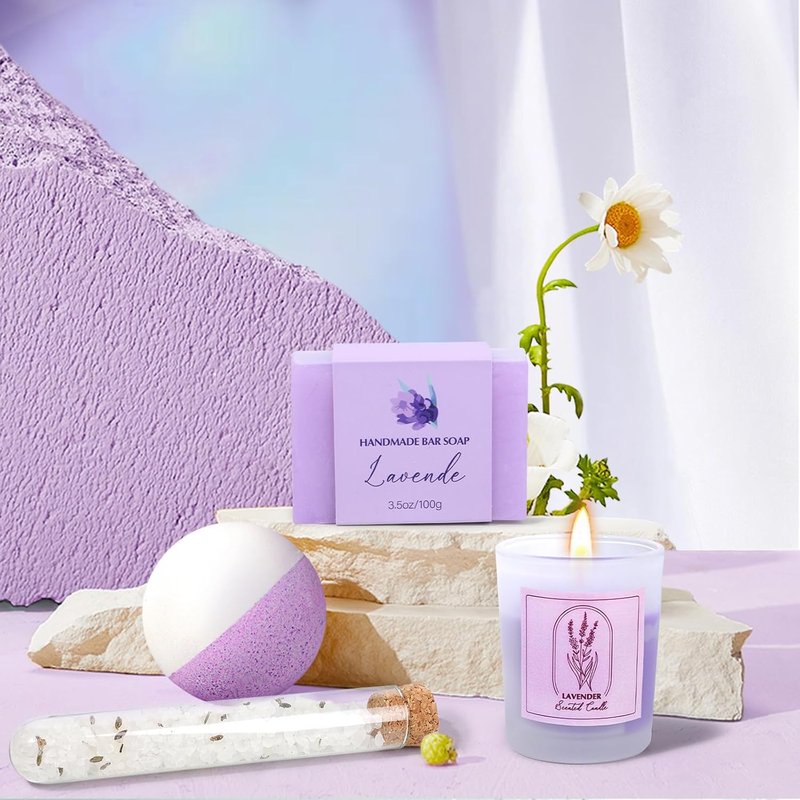 Spa Gift Baskets for Women - Lavender Relaxation Kit | Perfect Birthday & Self-Care Gift for Mom, Wife, Sister, Friends