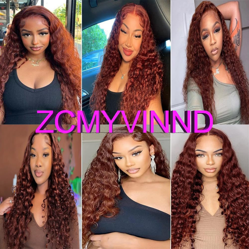 ZCMYVINND Color #33 Reddish Brown Jerry Curly Human Hair Bundles 3 Bundles 10 12 14 Inch Double Weft Unprocessed Brazilian Virgin Remy Copper Red Curly Wave Bundle Hair Extensions Auburn Bundle 300g