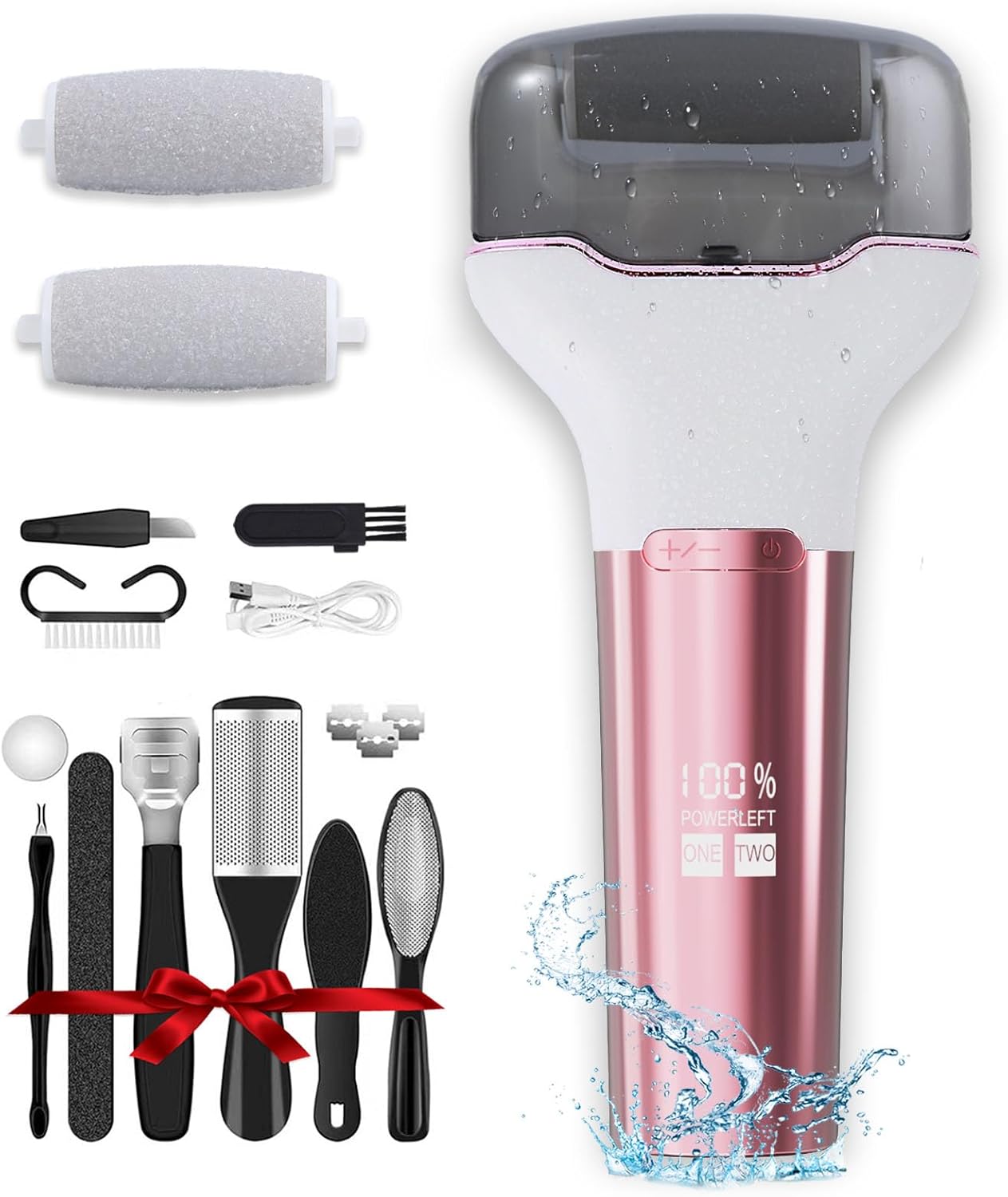 Electric Foot Callus Remover - Waterproof Rechargeable Pedicure Tool | Portable Foot File in Pink