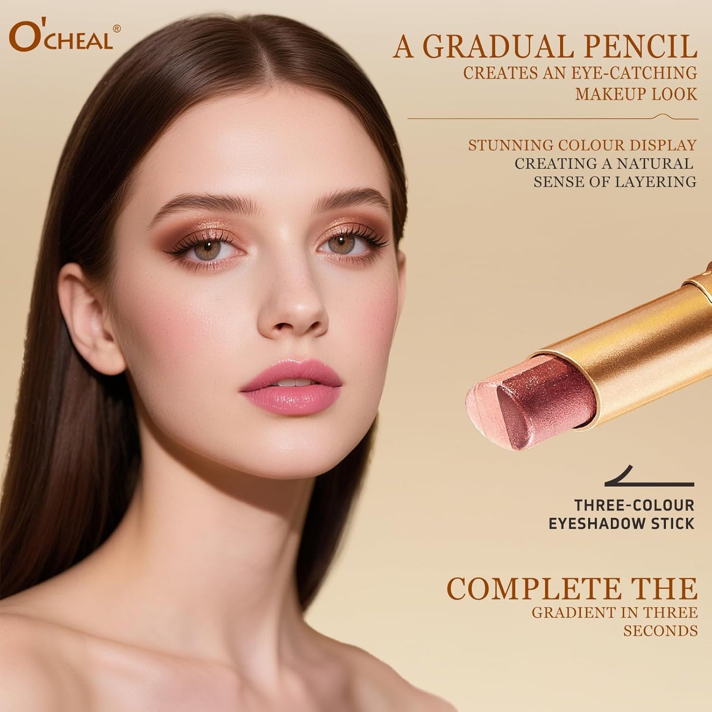O'CHEAL 4PCS Gradient Eyeshadow Sticks - Matte & Shimmer Waterproof | Long-Lasting, Easy Application