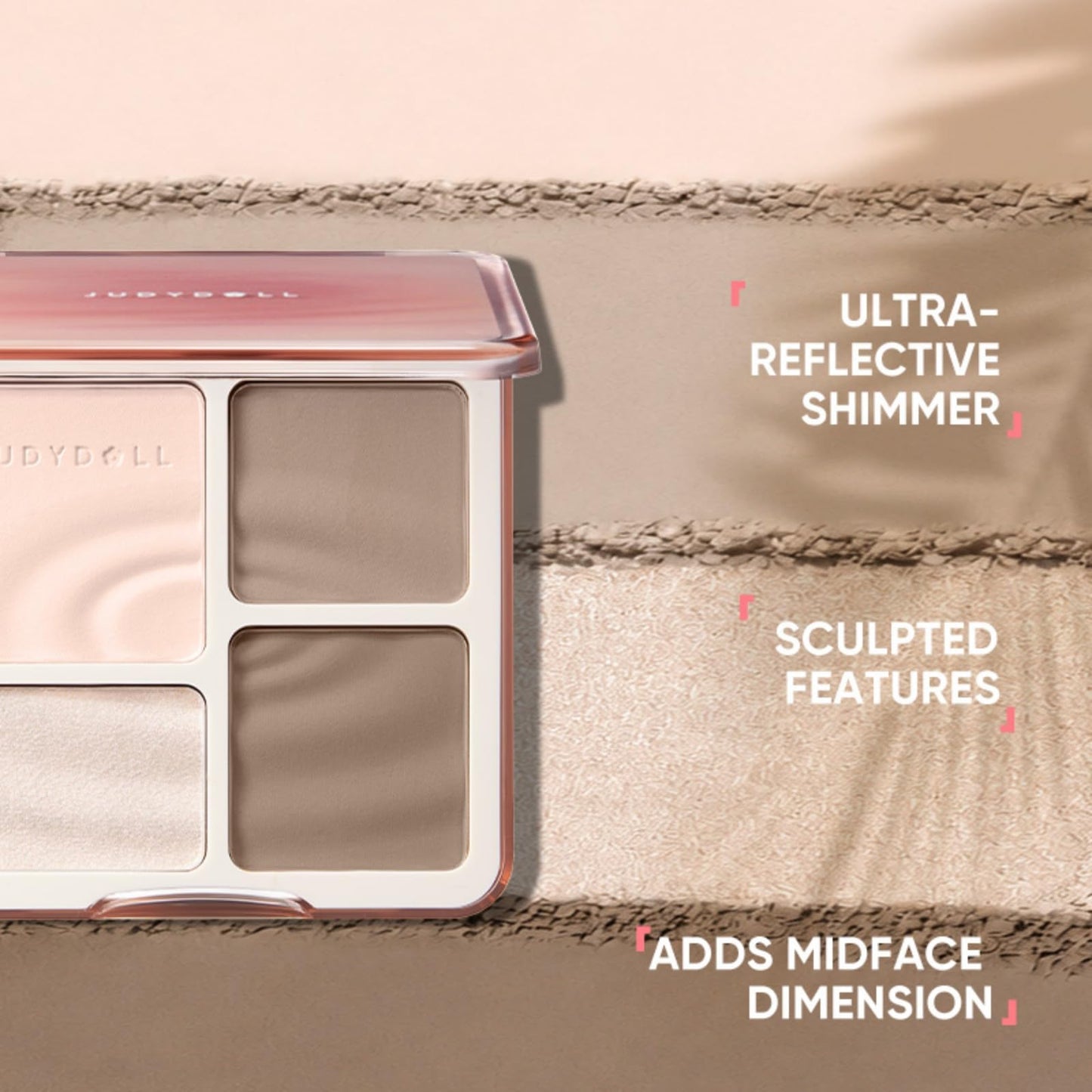 JUDYDOLL Highlight & Contour Palette, All-in-One Matte Highlighter Contour Compact, Blendable Face Makeup for Beginners