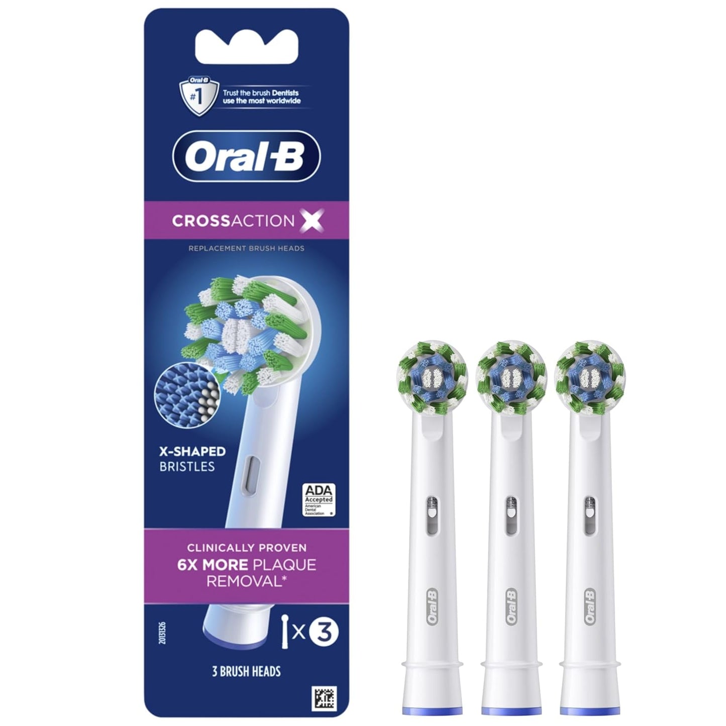 Oral-B Cross Action Electric Toothbrush Replacement Heads - 3 Count, Superior Cleaning & Plaque Removal