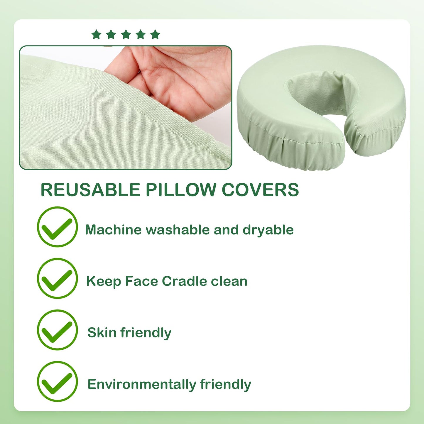Macarrie 24 Pcs Face Cradle Covers for Massage Table Microfiber Reusable Soft Thicker Massage Table Headrest Covers Bulk Oil Proof Cradle Head Rest Sheets for Spa Beauty Salons(Sage)