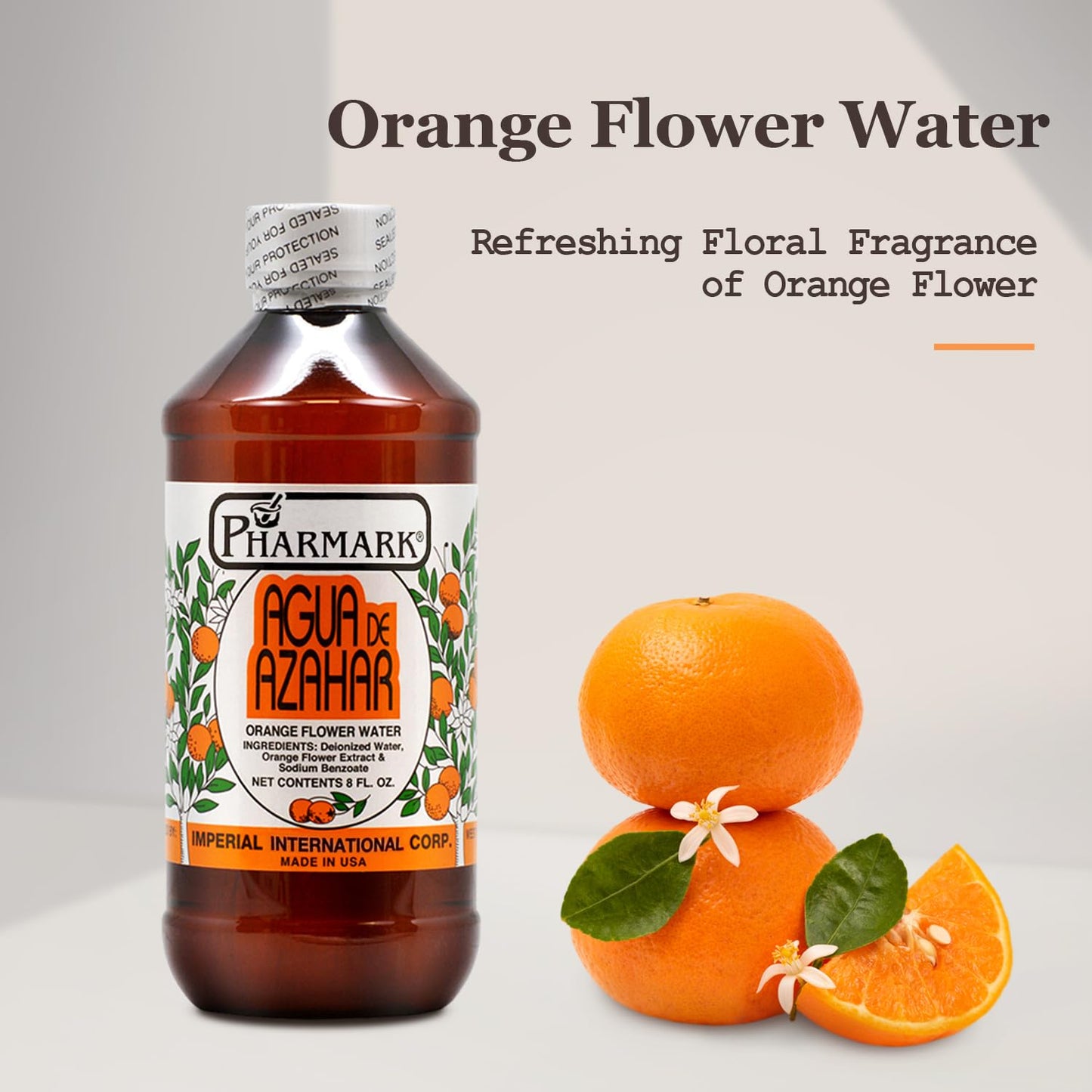 Pharmark Orange Flower Blossom Water - Natural Alcohol-Free Facial Toner & Hydrating Neroli Mist for Sensitive Skin - Soothing Botanical Astringent (8oz, Pack of 3)