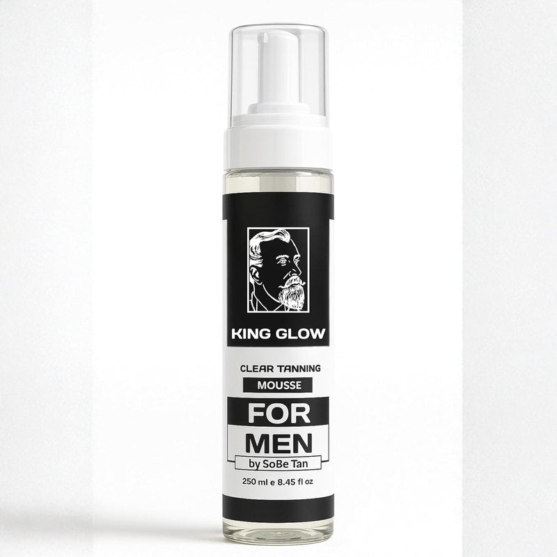 Self-Tanner for Men - King Glow Water-Based Fast-Drying Tanning Foam | Natural Sunless Tan for Body & Face (Mitt Included)