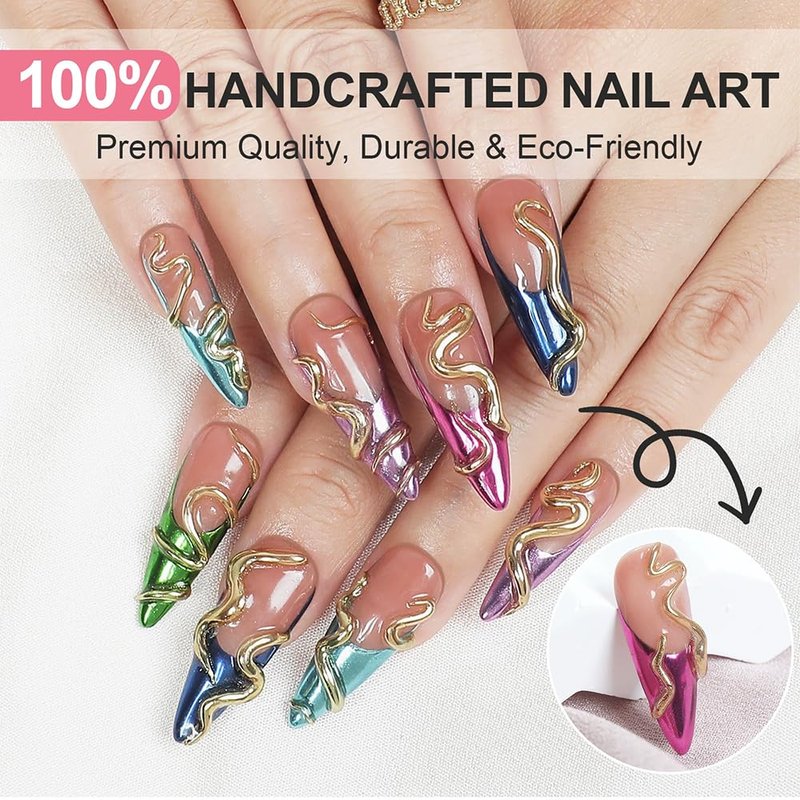 Handmade Press-On Nails - Long Square Acrylic Nails with 3D Cherry Rhinestones & Flower Designs | Pink Sparkly French Tips, 10pcs (Size M)