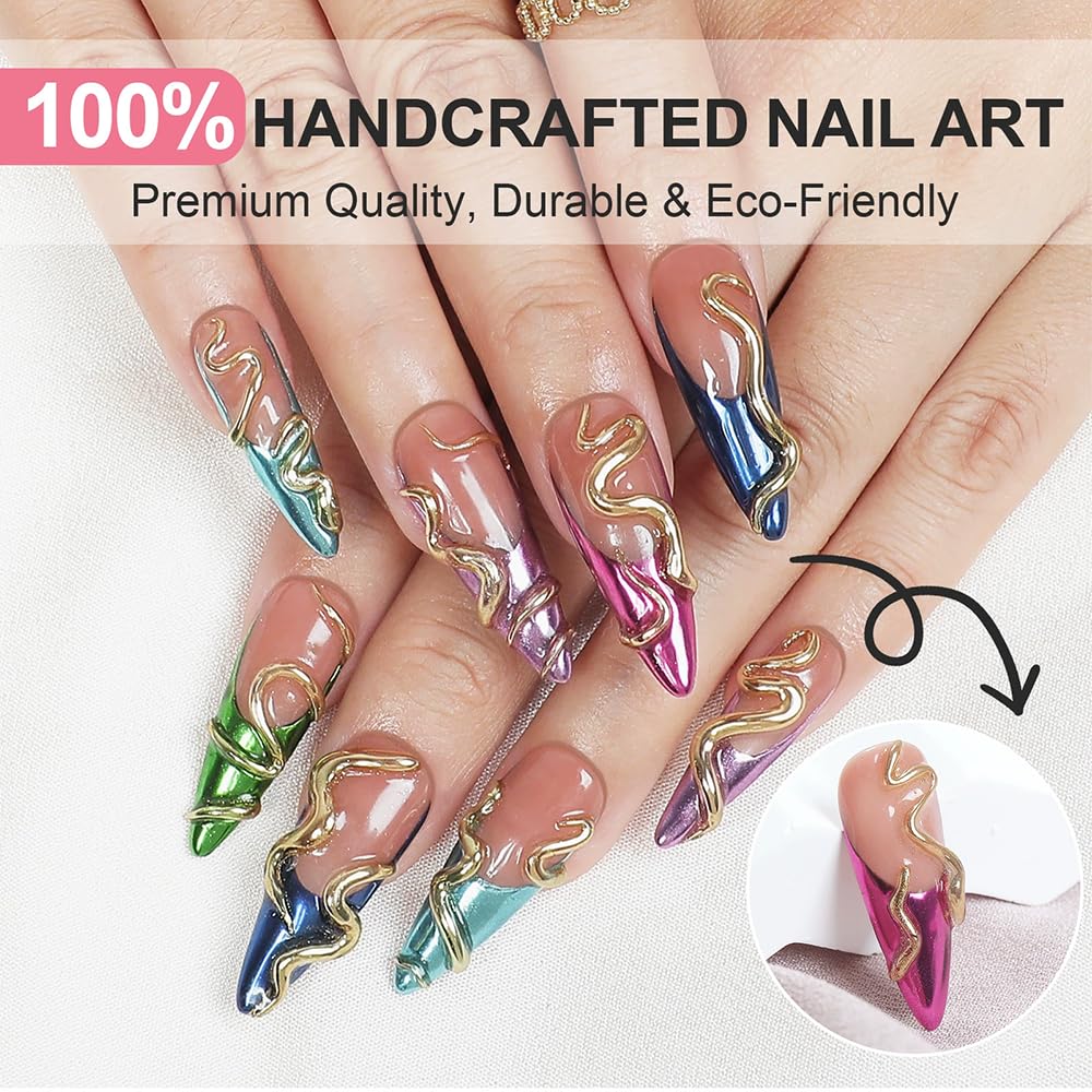 Handmade Press on Nails Almond Medium Fake Nails with 3D Flower Designs Glossy Brown Cute Fall Acrylic Nails for Women 10pcs(Size M）