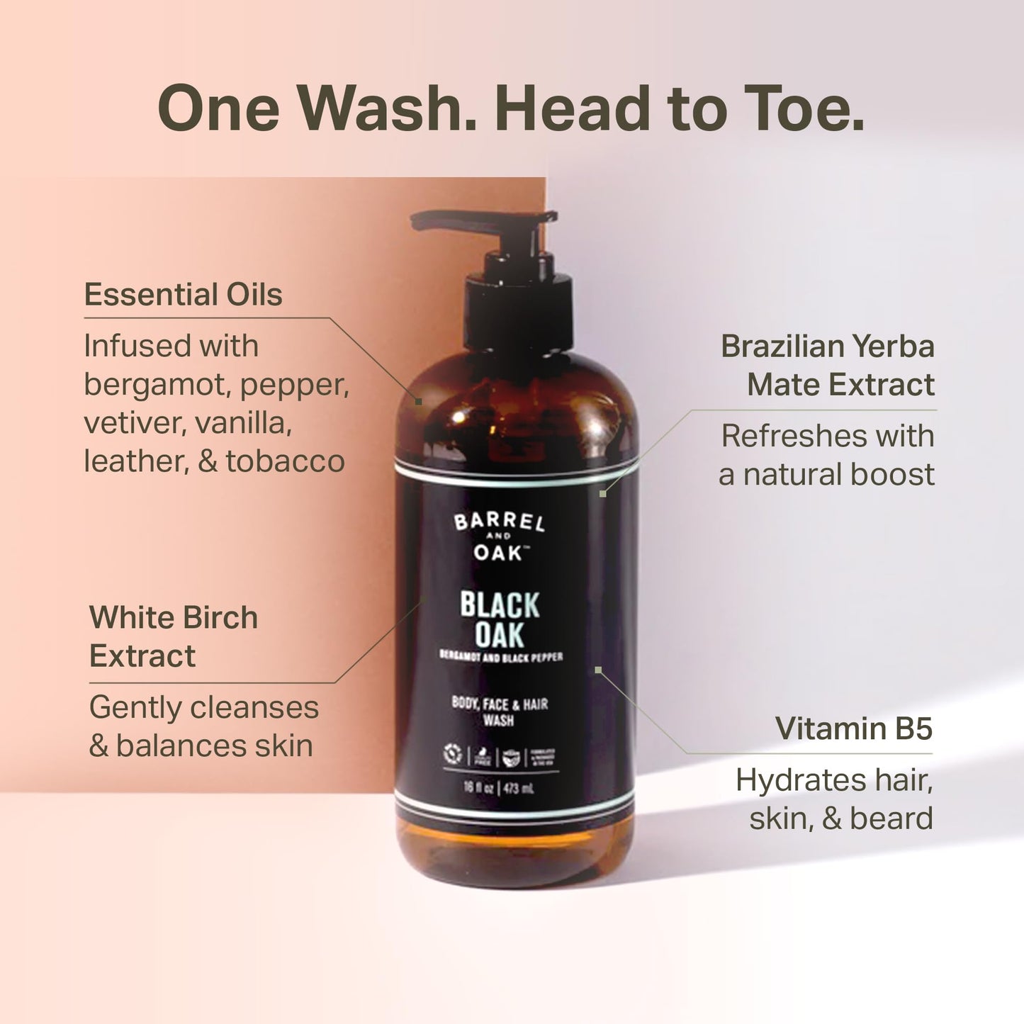 Barrel & Oak Black Oak Body Care Set for Men, All-in-One Body Wash, Exfoliating Bar Soap, & Aluminum-Free Men’s Deodorant, Vegan Grooming Kit, Gifts for Men, 3-Pack