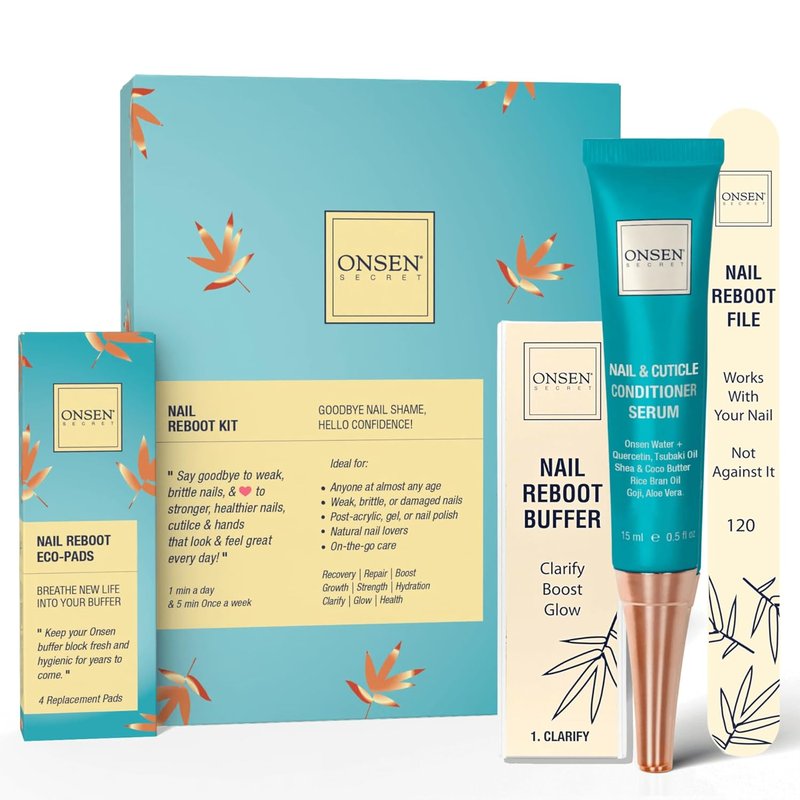 Nail Care Kit - Japanese Cuticle Serum & Buffer for Spa-Quality Manicure | Organic Ingredients, Long-Lasting Shine