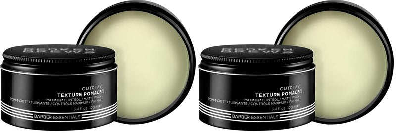 Redken Brews Texture Pomade For Men For All Hair Types - Maximum Strong Hold, Natural Matte and Low Shine Finish With No Crunch Styling and Sculpting (Pack of 2)