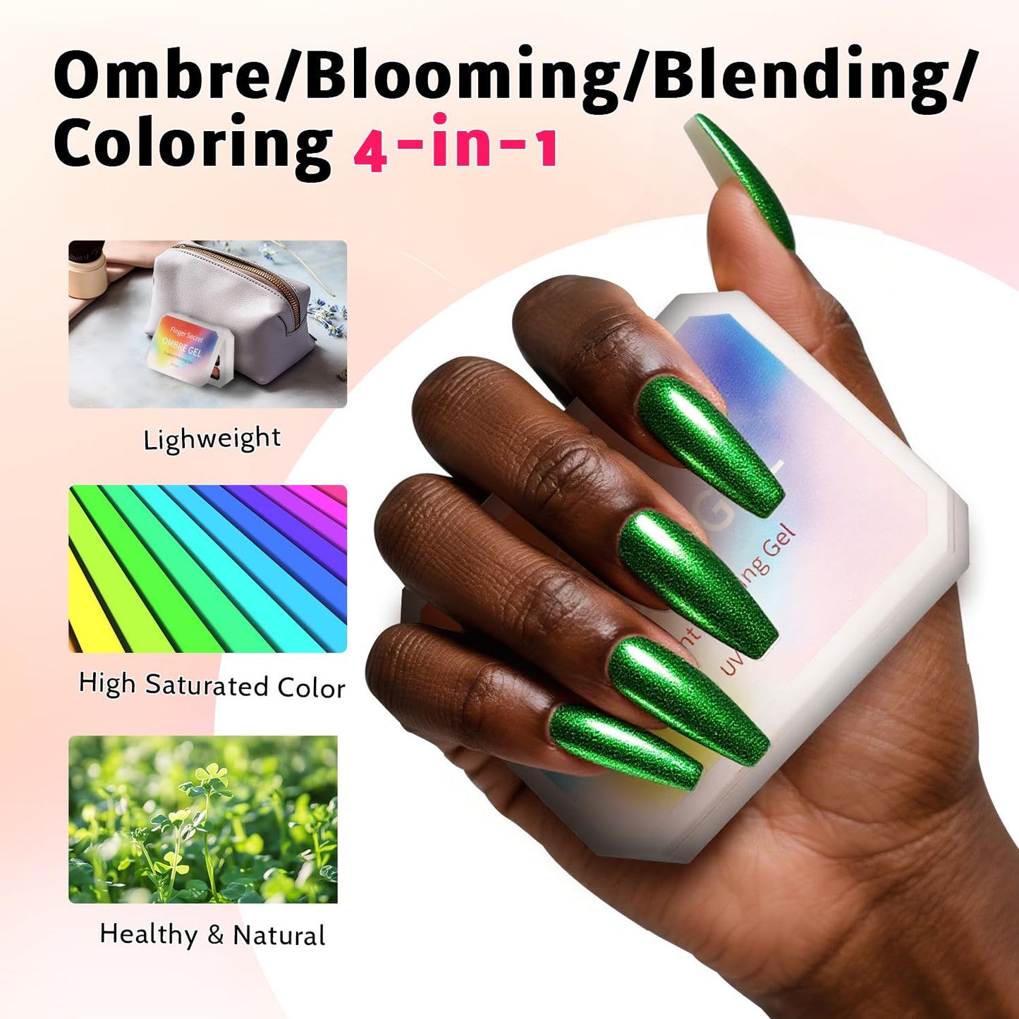 Ombre Nail Gel Set - 9 Colors Sponge Pat Paint for Floral Nail Art, No Wipe, UV/LED Curing