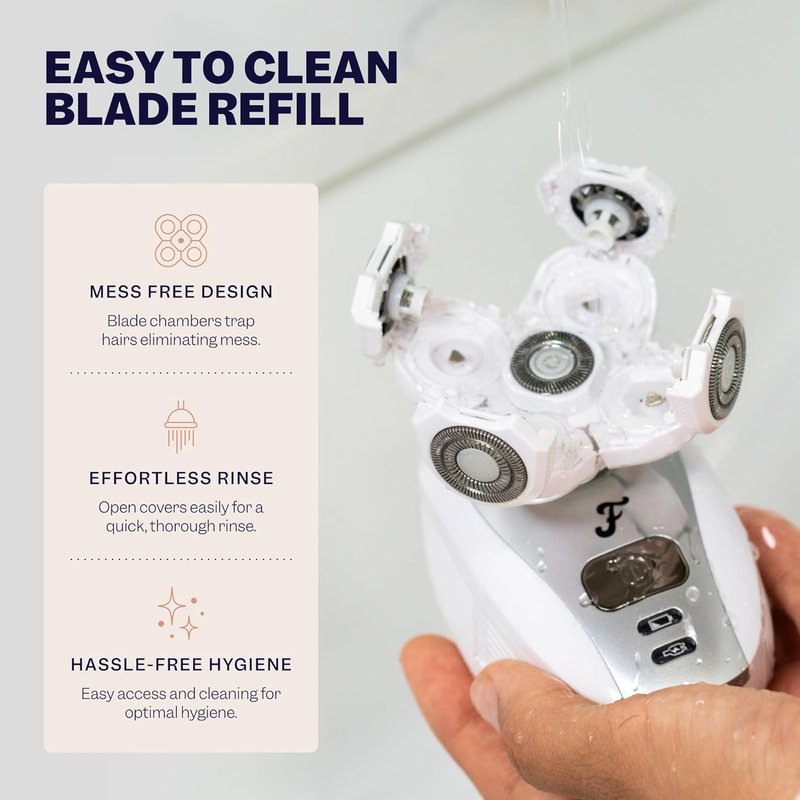 BodySmooth Rotary Blade Refill for Women - Gentle Shave for Sensitive Skin | 5 Contouring Heads, Mess-Free Cleanup