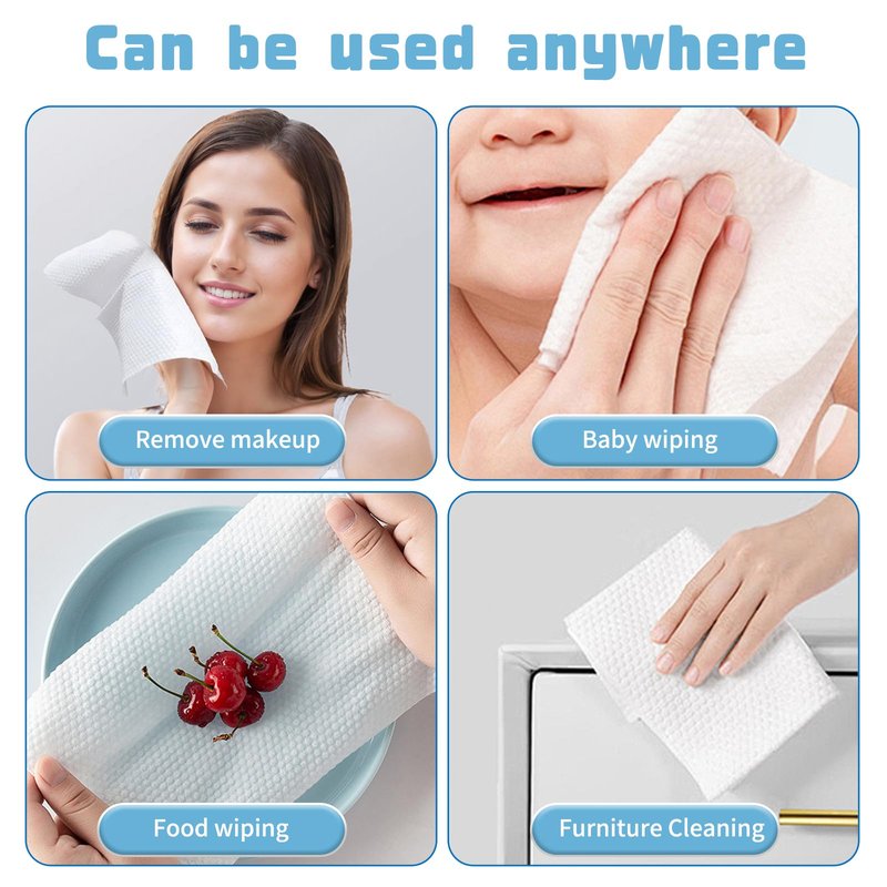 100 Count Disposable Face Towel, Biodegradable Facial Dry Wipes, Super Soft & Thick Face Cloth, Lint-Free Face Towelettes for Sensitive Skincare, Makeup Remover Dry Wipes, Facial Cleansing (6 Pack)