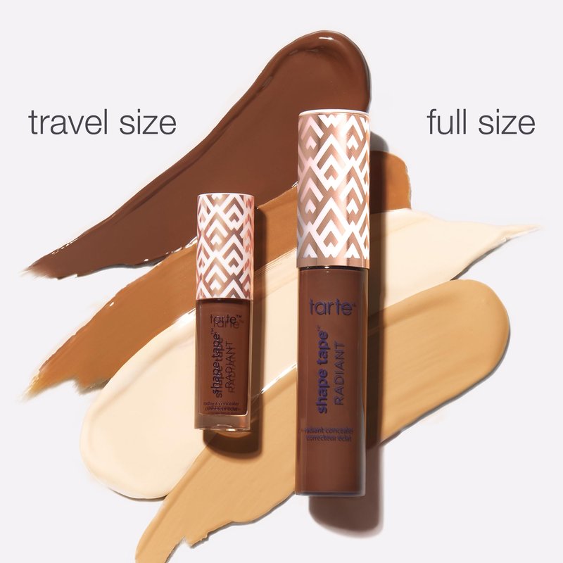 tarte shape tape radiant concealer – Medium-Coverage, Hydrating Finish Under Eye Concealer for Dark Circles, Redness & Discoloration, Vegan, Cruelty-Free, travel size, 53S deep sand