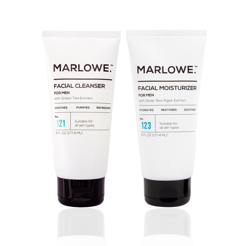 MARLOWE. Men's Skin Care Set, Purifying Facial Cleanser & Hydrating Face Moisturizer Duo, Cleanses, Refreshes, Soothes Skin, Great Gift for Men, Clean, Vegan Daily Grooming Essentials