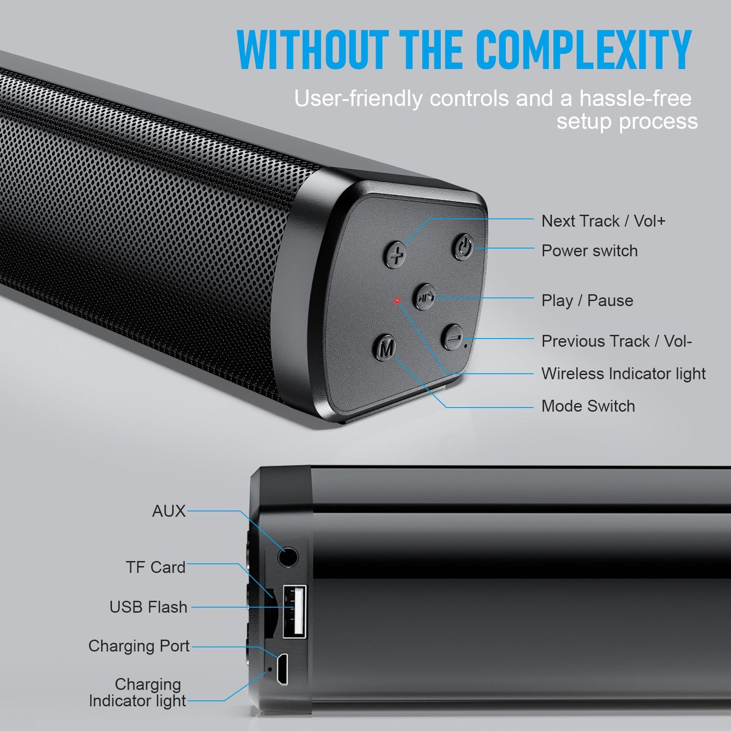 Dnil Portable Long bar Speaker, Bluetooth Wireless Speaker, a Wireless Bluetooth Speaker Suitable for Indoor and Outdoor use, Ideal for TV, Parties, the Beach, and Vacations.