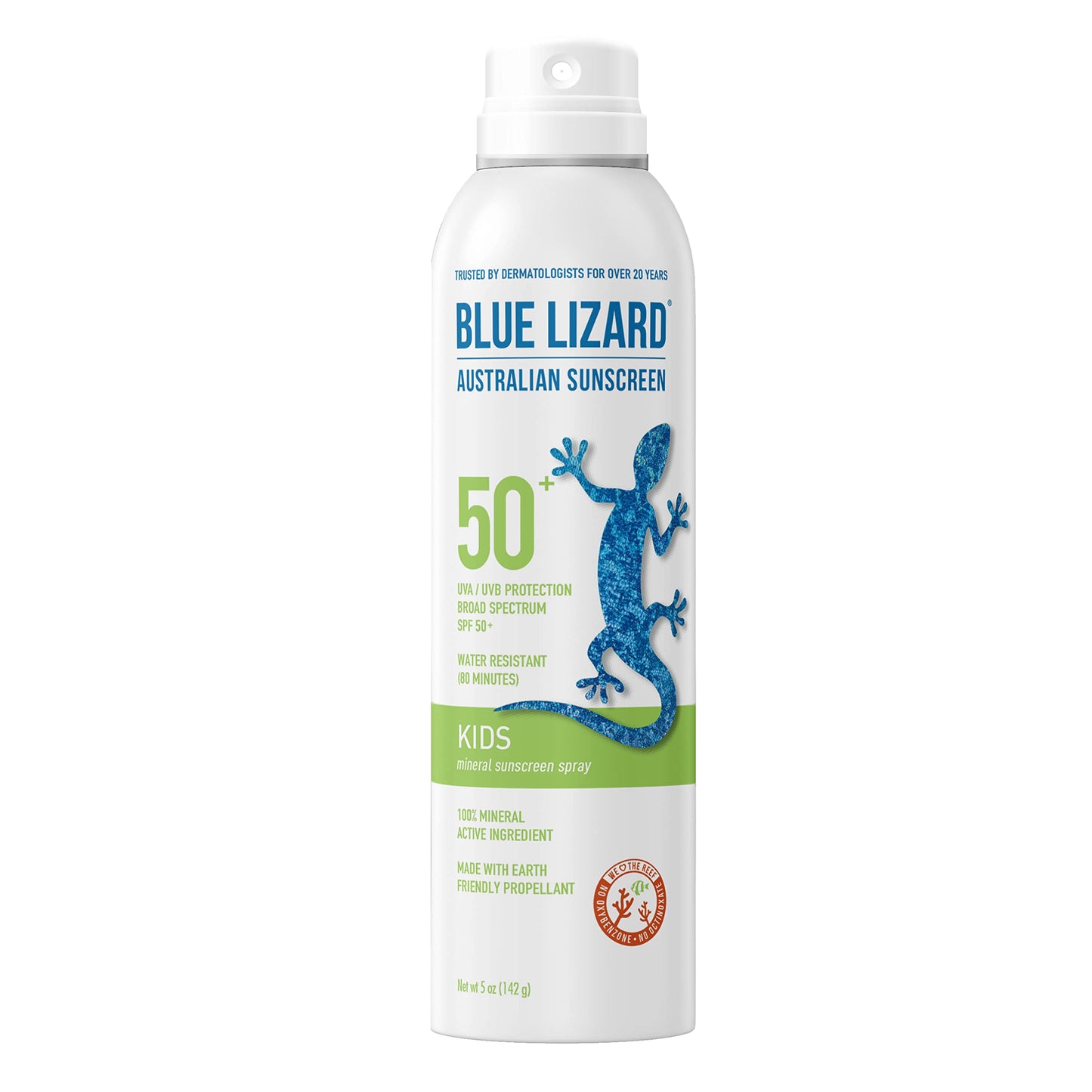 Blue Lizard Mineral Sunscreen Spray SPF 50+ for Athletes, Kids - Zinc Oxide Formula, 5 fl oz Each