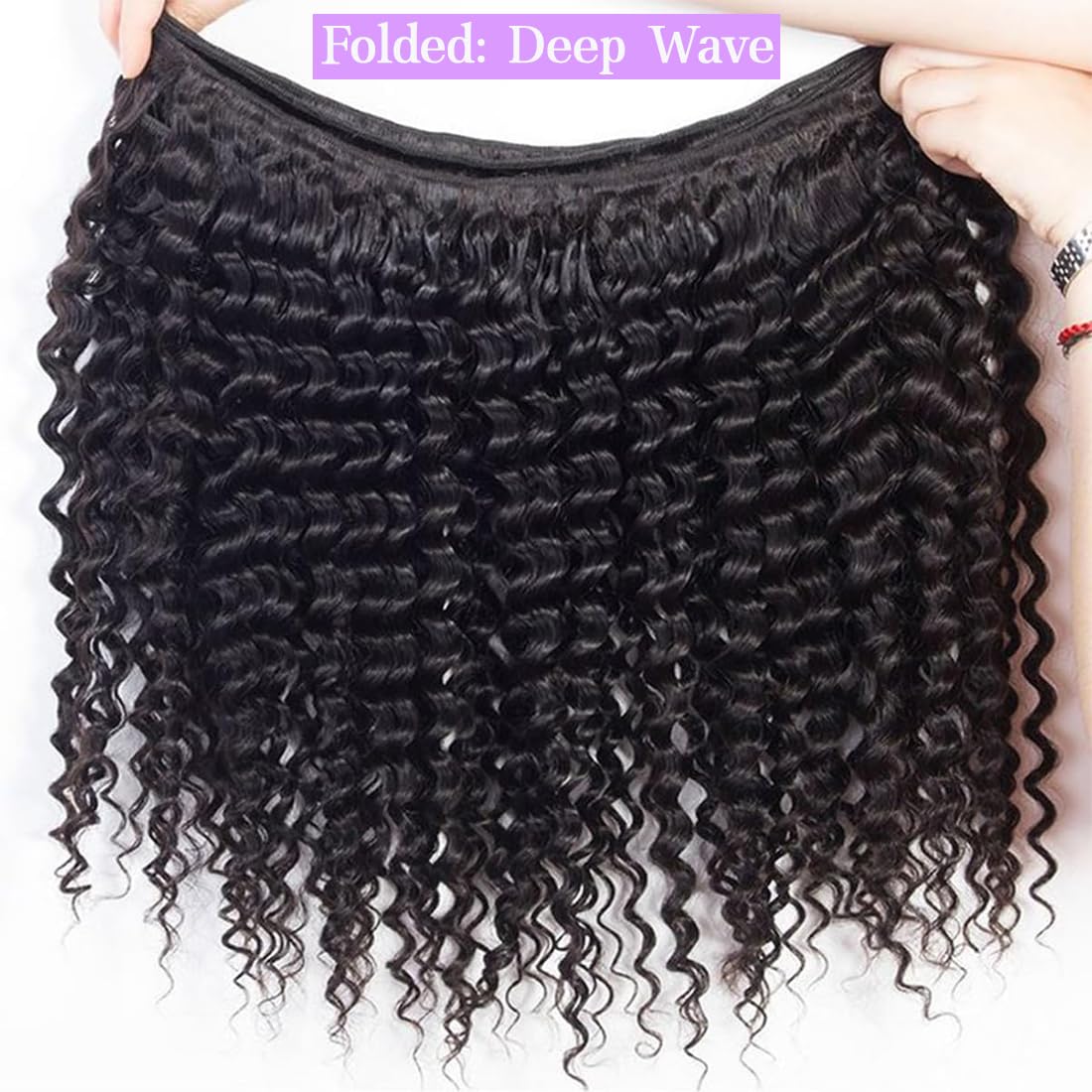 Deep Wave Human Hair Bundles 14 Inch Deep Wave Bundles 100% Unprocessed Brazilian Virgin Hair 1 Bundle Curly Bundles Hair Extensions Real Human Hair Wavy Quick Weave Bundle Natural Black