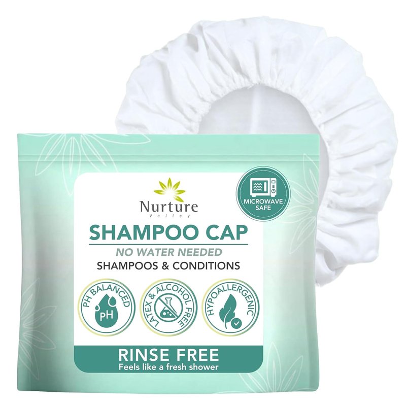 Nurture No Water Rinse Shampoo Cap - Microwavable Hair Washing & Conditioning | Disposable, Hypoallergenic for Adults & Elderly