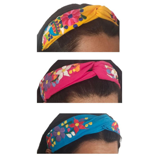 Puerta21 Mexican Headband Embroidered Colorful Mexican Flower Headband headpiece wear for girls or women hair floral/sunflower boho hippie accessory headbands set (MIXED COLORS)