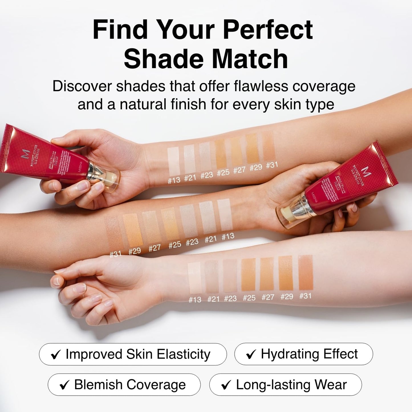 MISSHA M Perfect Cover BB Cream No. 25 - Tinted Moisturizer with SPF 42 for Warm Undertones | 1.69 Fl Oz