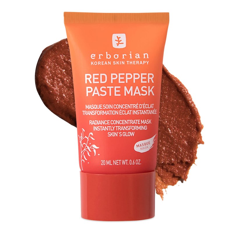 Erborian Red Pepper Paste Face Mask - Energizing & Radiance Boosting Facial Mask for Hydration & Glow with Vitamins C & E, Antioxidants & Soothing Liquorice Extract - Korean Skin Therapy – 0.6 oz