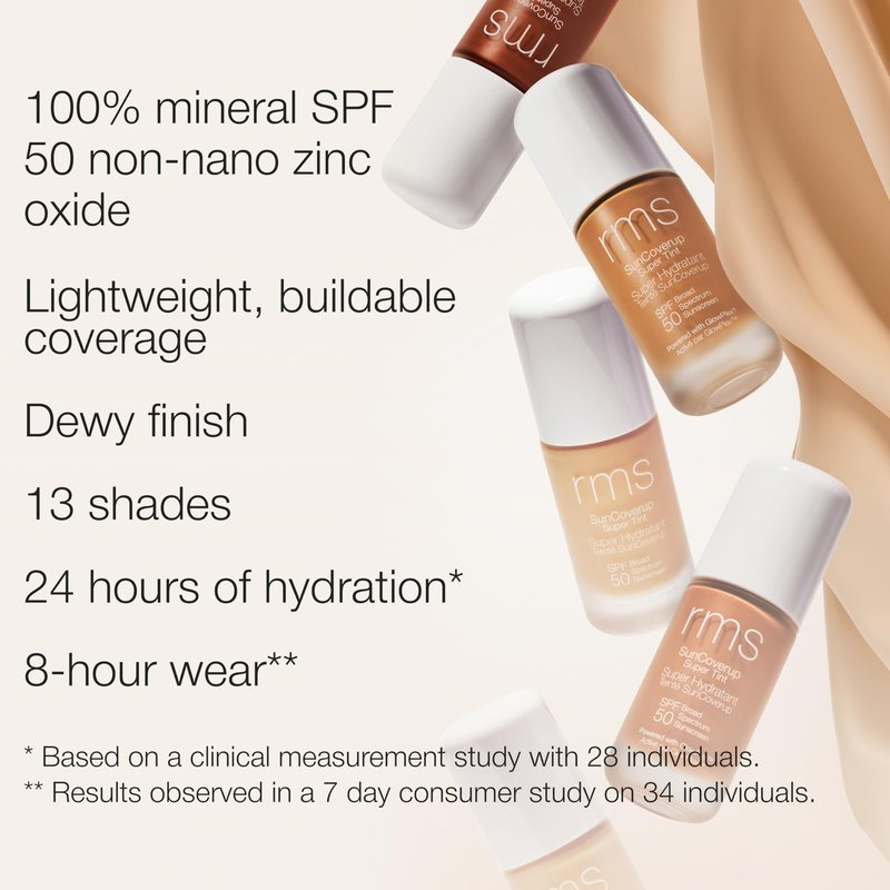 RMS Beauty SunCoverup SPF 50 Broad Spectrum Mineral Sunscreen Foundation Reef-Safe Zinc Oxide Tinted Lightweight Sun Protection Water-Resistant 1 fl oz